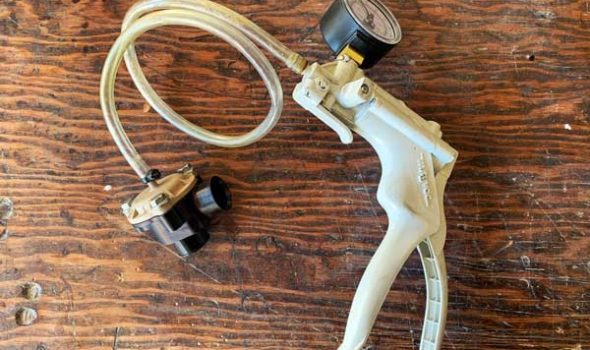 Diverter valve attached to vacuum pump for testing, Audi, Volkswagen, VW, VAG, tuning