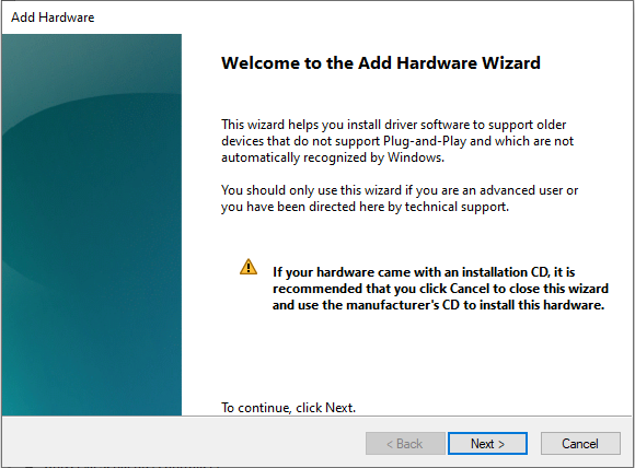 New Hardware Wizard
