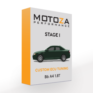 Image of box with Stage 1 tune, illustration of an Audi B6 A4